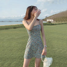 Load image into Gallery viewer, Summer Flavor Chic Lattice Print Slim Women Sexy Dress Sleeveless Spaghetti Strap Dress Fashion Slash Neck A Line Mini Dresses