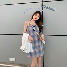 Load image into Gallery viewer, Summer Flavor Chic Lattice Print Slim Women Sexy Dress Sleeveless Spaghetti Strap Dress Fashion Slash Neck A Line Mini Dresses