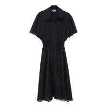 Load image into Gallery viewer, [EAM] Women Black Tassels Split Joint Temperament Midi  Dress New Lapel Half Sleeve Loose Fit Fashion Spring Summer 2020 1U122
