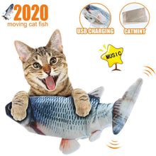 Load image into Gallery viewer, Fish Kicker Cat Toy Moving Fish Flopping Fish Dancing Fish Cat Toy Wagging Simulation Electric with USB Catnip for Kitten 30CM
